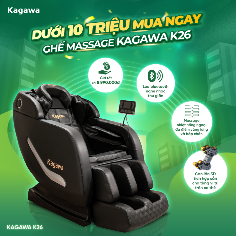 Kagawa K26 là mẫu ghế massage tốt nhất trong phân khúc dưới 10 triệu đồng