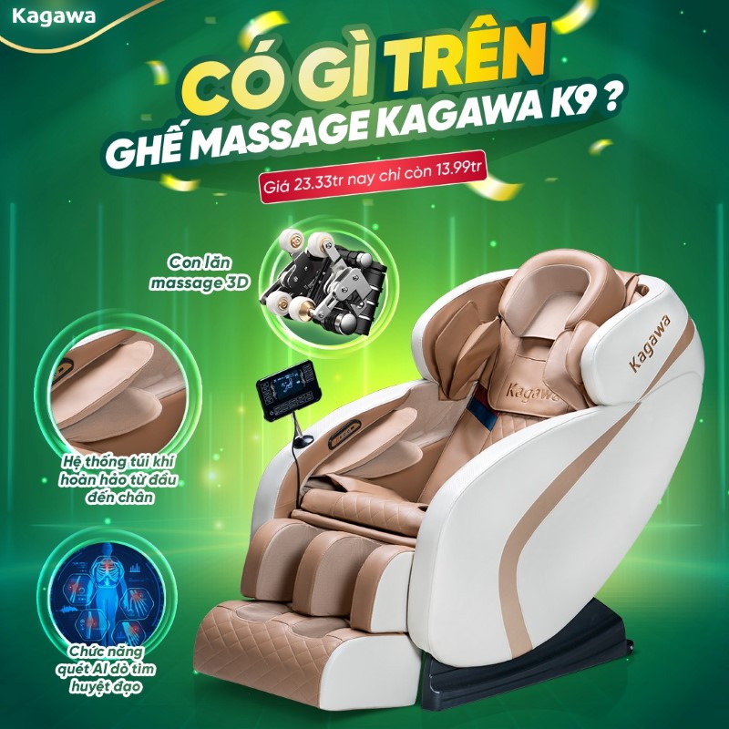 Ghế massage Bạc Liêu giá rẻ Kagawa K9