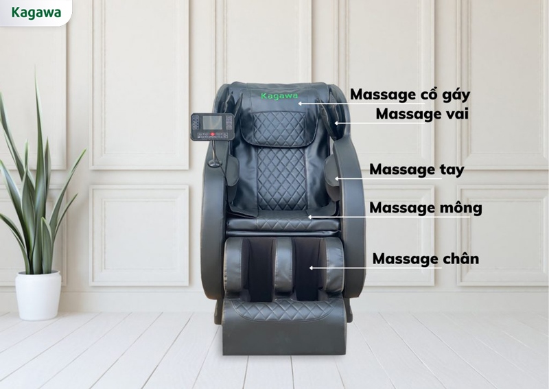 Hệ thống túi khí trên ghế massage được phân bổ toàn thân